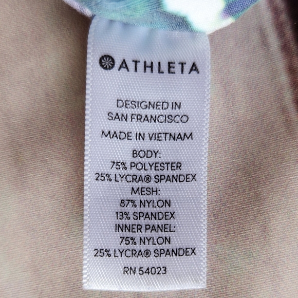 Athleta "Floral Mudra 7/8 Leggings" High Rise White Mesh Panel | Women's Size XS - Picture 10 of 11